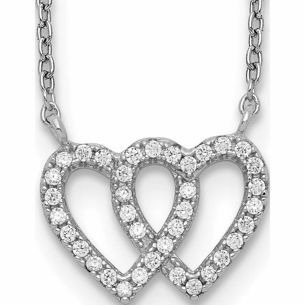 Necklace 925 Sterling Silver Rhodium-Plated CZ With Tree With 1In Ext Cubic Zirconia 